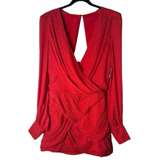 Free People Let’s Dance Red Jacquard Mini Dress Sz 8 NWT - Picture 2 of 15